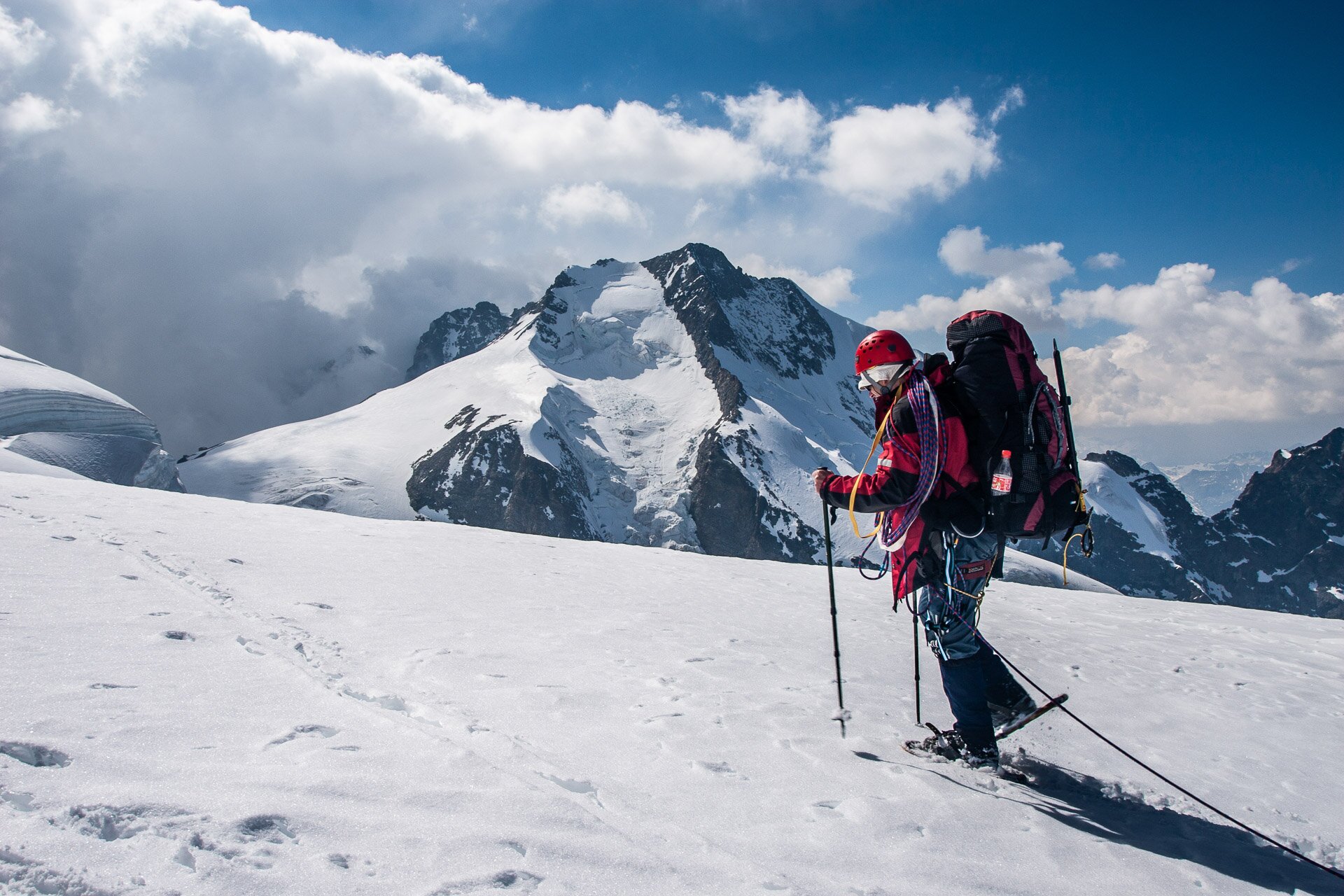 Piz Bernina na sněžnicích a na těžko, 04/2007