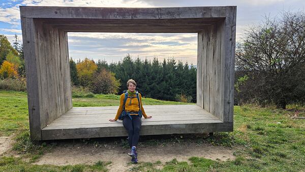 Iveta na Stezce Českem při přechodu Bílých Karpat