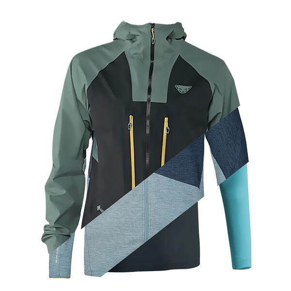 Ukázka vrstvení oblečení na skialpy v chladu, lehkém větru s poletujícími krupičkami sněhu